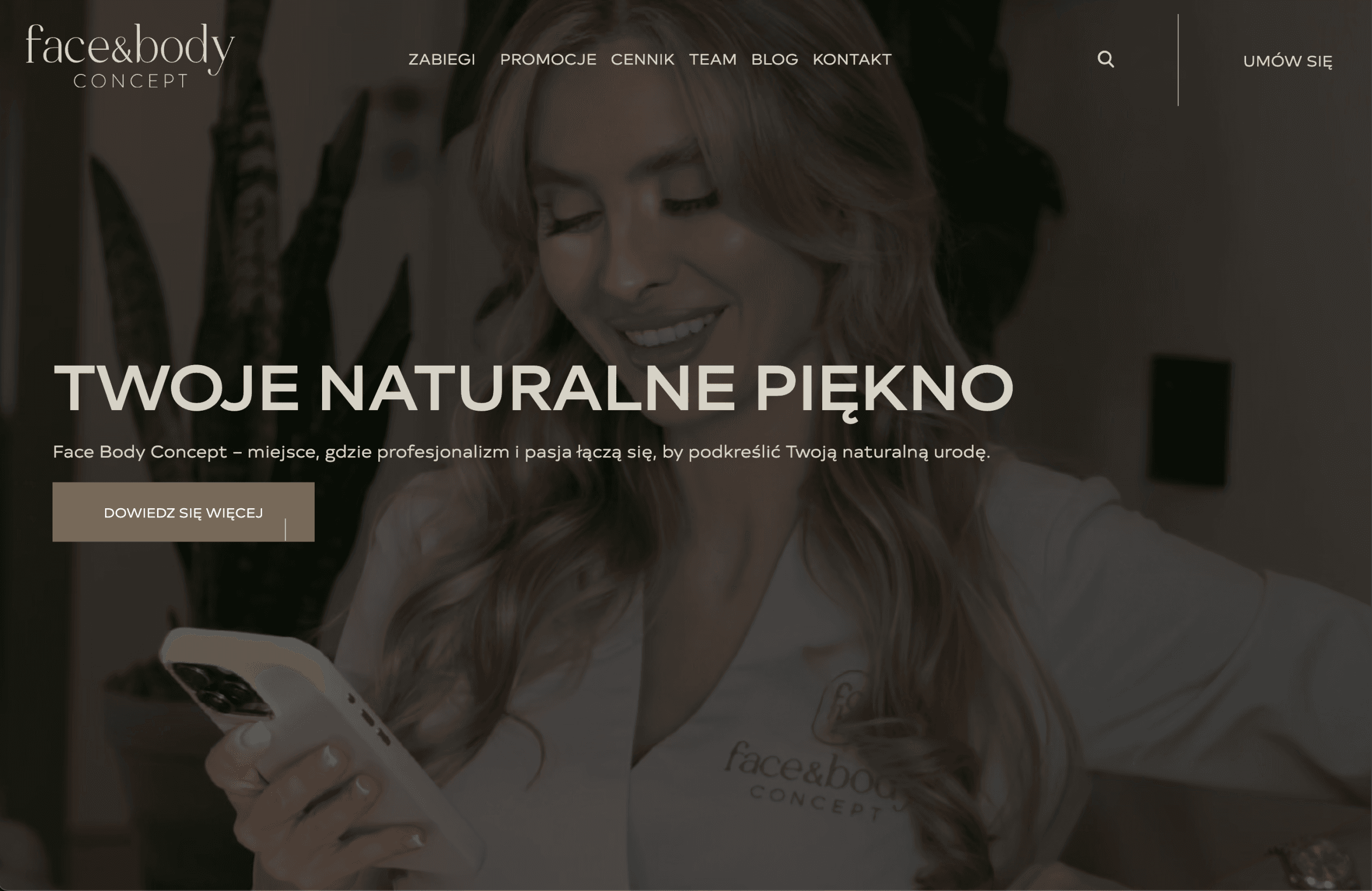 Strona, która oddaje jakość miejsca i doświadczenie salonu offline.