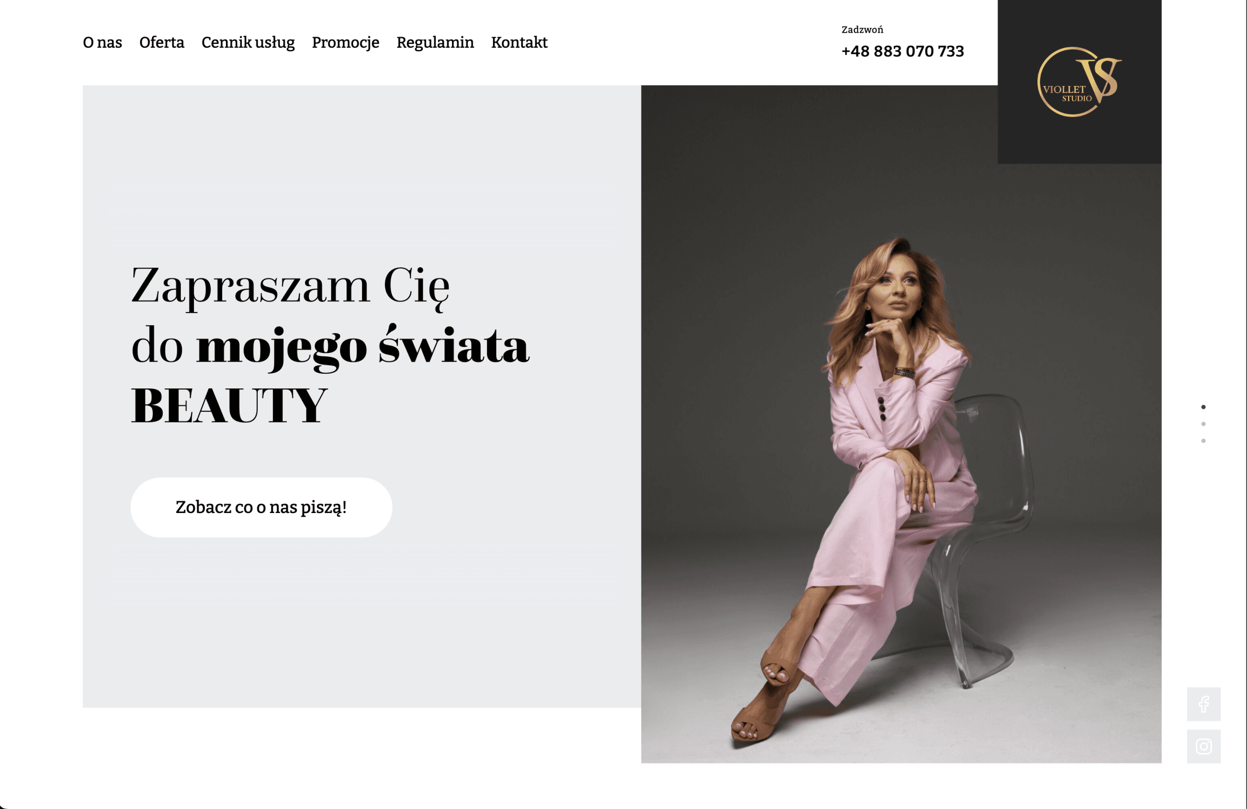 Strona wizytówkowa zaprojektowana w oparciu o indywidualny kierunek marki.