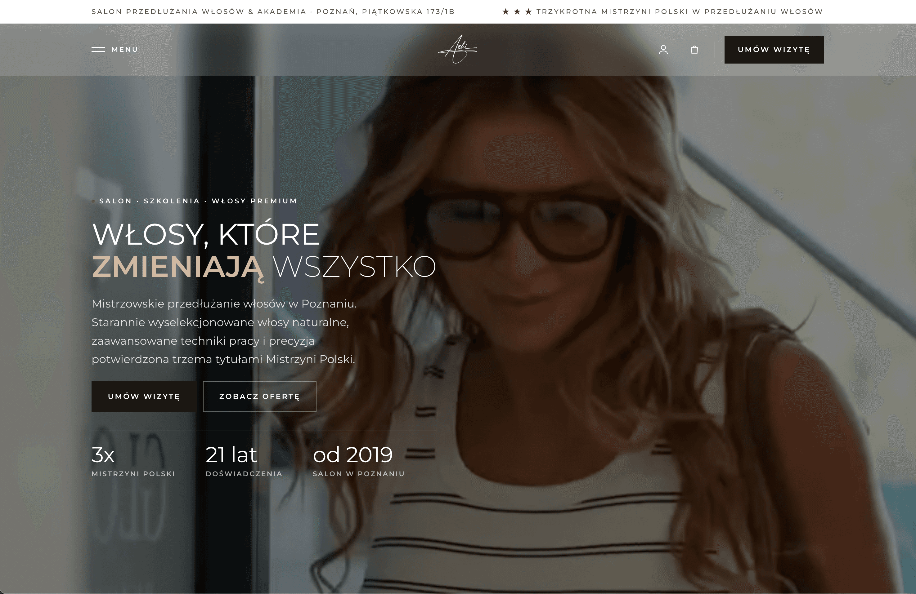 Jedna strona, która łączy salon premium z platformą szkoleniową.